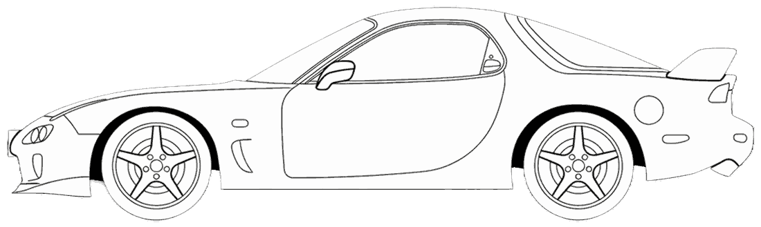 Line drawing of a Mazda RX-7 coupe